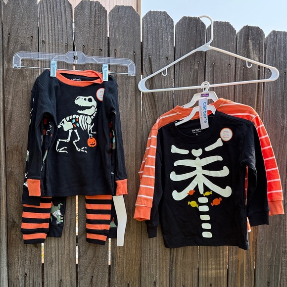 Carter's Other - Carter's Halloween Skeleton Pajama Set - Black and Orange and TShirt Set